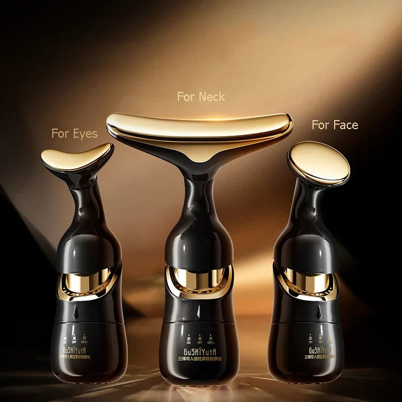 3 - in - 1 Face Massager V - Line Lifting & Anti - Aging Black - Maison Royale Étoile