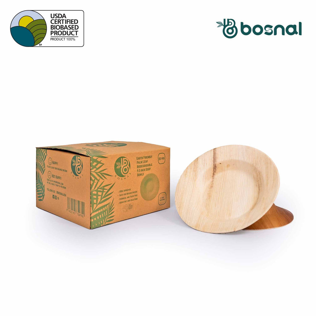 Bosnal - Palm Leaf Biodegradable Bowls, 9.5 inch Round Soup Bowl - Maison Royale Étoile
