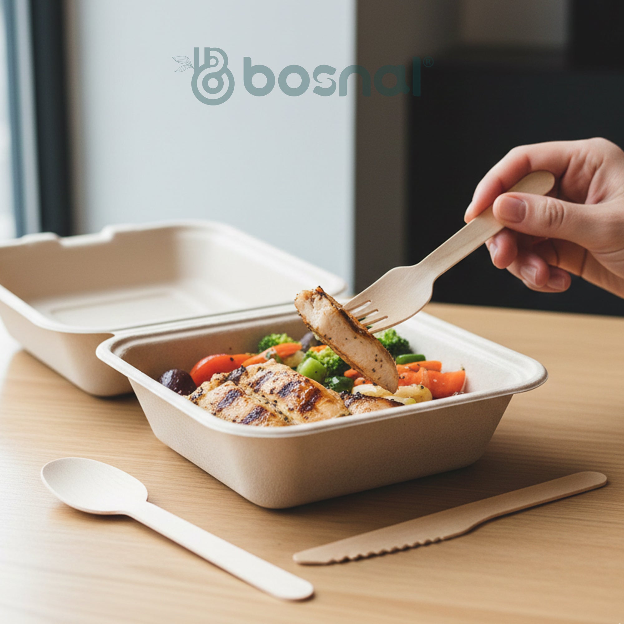 Bosnal – Wooden Disposable Cutlery Set, 6.5 inch, 100 Pcs, Birch Wood Spoons, Forks & Knives - Maison Royale Étoile