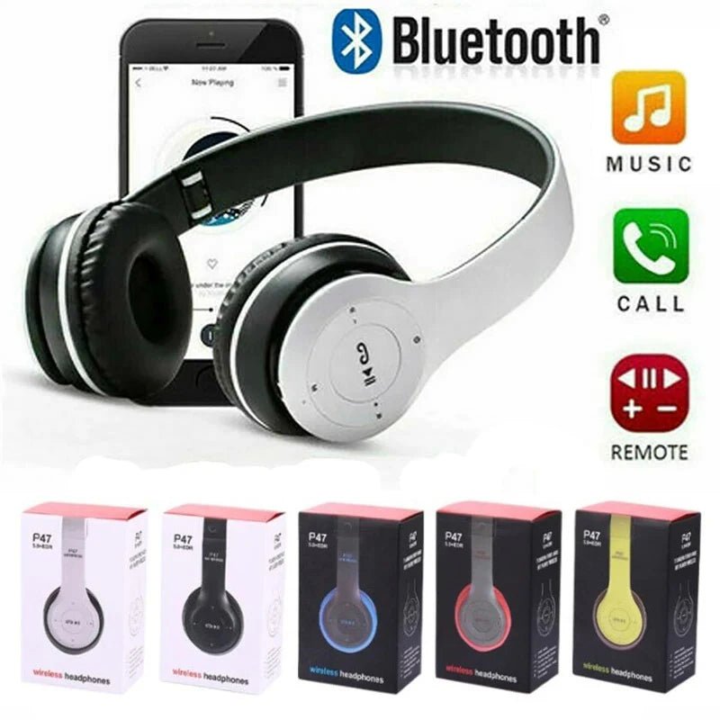Red - Handsfree Wireless Headphones Noise Canceling Headphone Earphone P47 headset Bluetooth Head Phone for iPhone Huawei Samsung S22 - Maison Royale Étoile