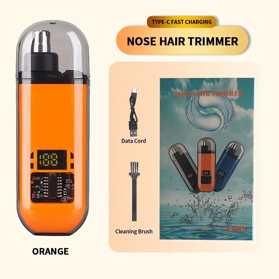 orange - 2 In 1 Electric Portable Ear And Nose Hair Trimmer Clipper 2024 Professional Painless Portable Eyebrow For Men - Maison Royale Étoile