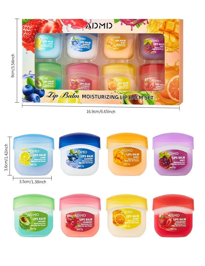 8pcs/box Fruits Lip Balm Sets Moisturizing Lipstick Makeup Base Moisturizer Lip Balm Anti - Cracking Lips Skin Care - Maison Royale Étoile