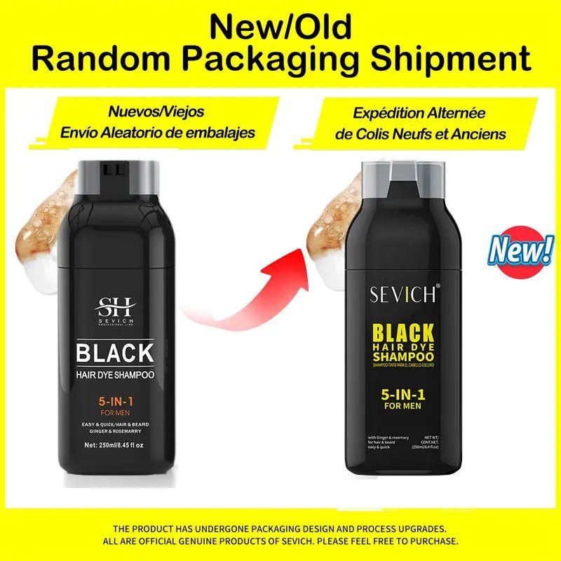 500ml - Sevich Hair Dye Shampoo 5 In 1 For Men Black Hair Dye Shampoo Beard Color Dye Cream To Cover Gray White Hair Darkening Shampoo - Maison Royale Étoile
