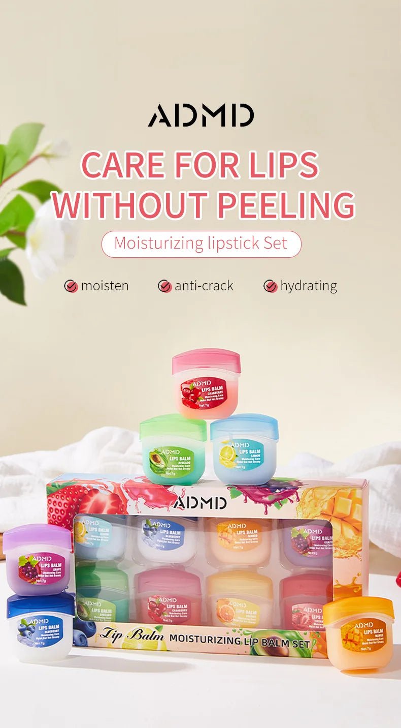 8pcs/box Fruits Lip Balm Sets Moisturizing Lipstick Makeup Base Moisturizer Lip Balm Anti - Cracking Lips Skin Care - Maison Royale Étoile