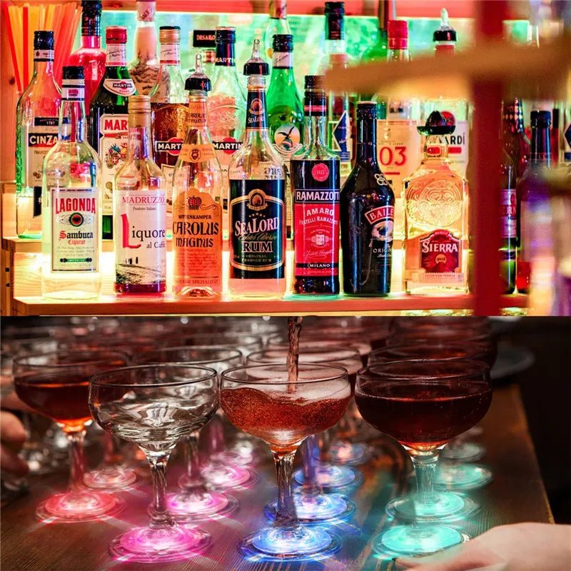 red/10PCS - 10 - 100PCS LED Flash Coaster Lights Battery Powered Luminous Bottle Stickers Wine Cup Mats Lamp Ktv Bar Party Drink Cups Decor - Maison Royale Étoile