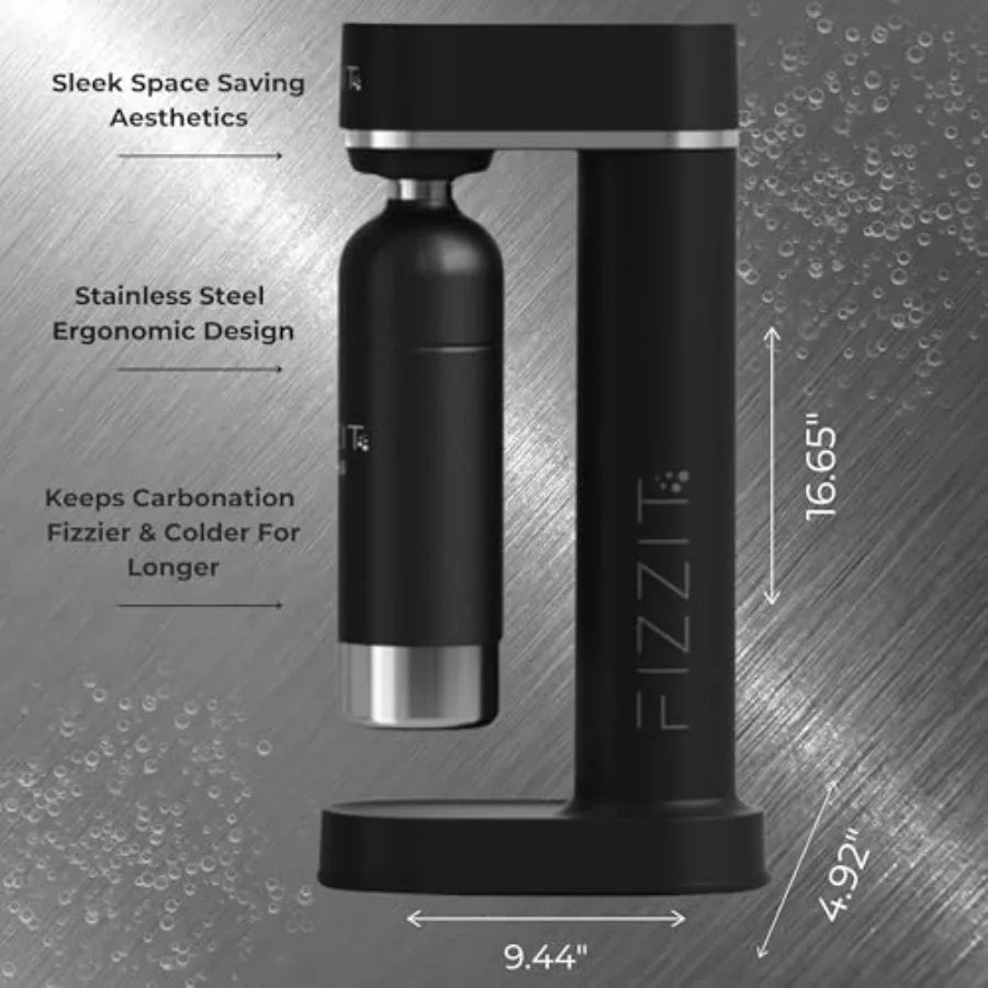 Black - Sprkli Black Carbonated Water Soda Maker Bundle 1 Black Stainless Steel Bottle 1 White Stainless Steel Bottle 2 CO Cylin - Maison Royale Étoile