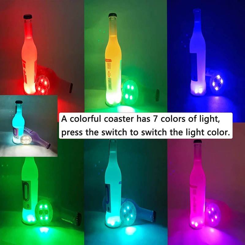 red/10PCS - 10 - 100PCS LED Flash Coaster Lights Battery Powered Luminous Bottle Stickers Wine Cup Mats Lamp Ktv Bar Party Drink Cups Decor - Maison Royale Étoile