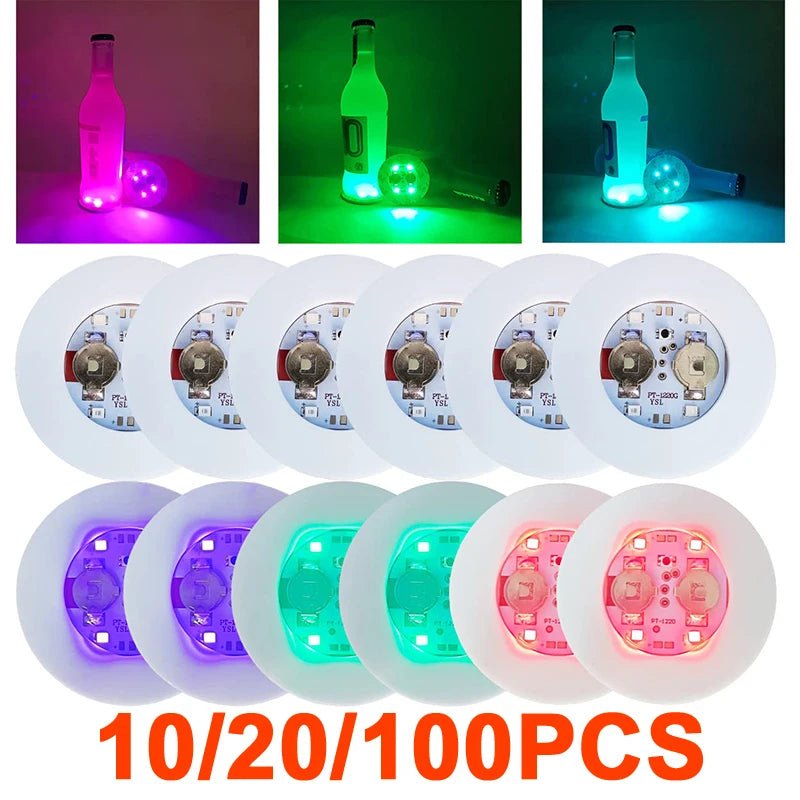 red/10PCS - 10 - 100PCS LED Flash Coaster Lights Battery Powered Luminous Bottle Stickers Wine Cup Mats Lamp Ktv Bar Party Drink Cups Decor - Maison Royale Étoile