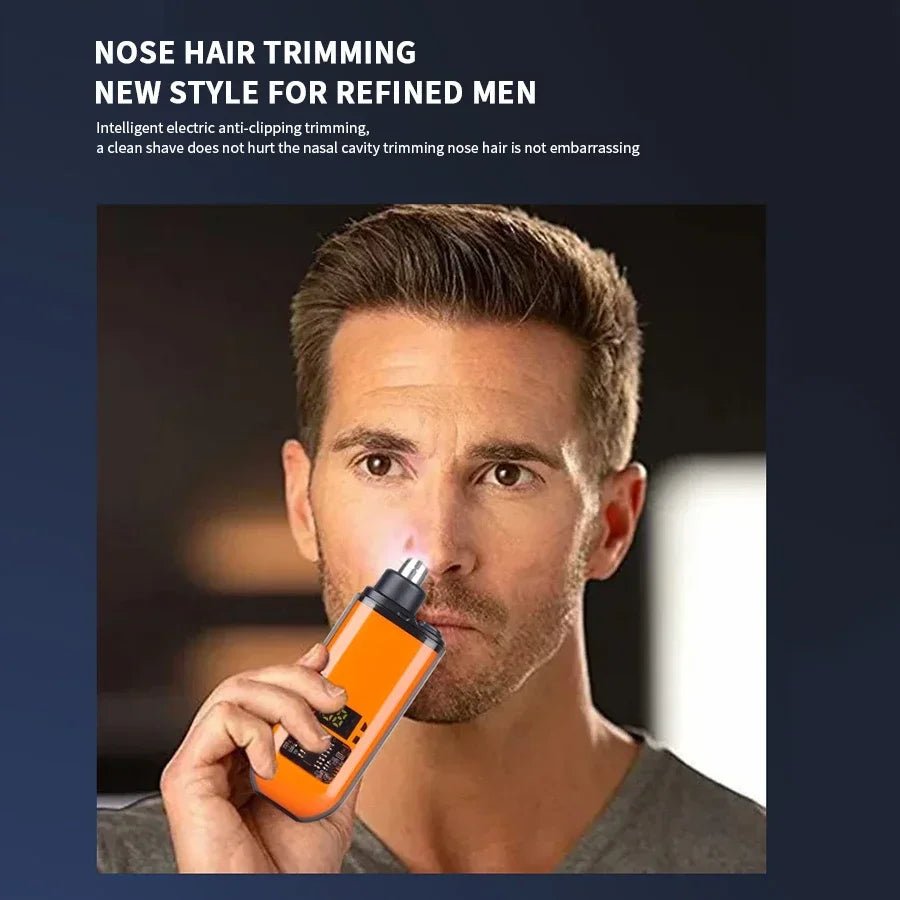 orange - 2 In 1 Electric Portable Ear And Nose Hair Trimmer Clipper 2024 Professional Painless Portable Eyebrow For Men - Maison Royale Étoile