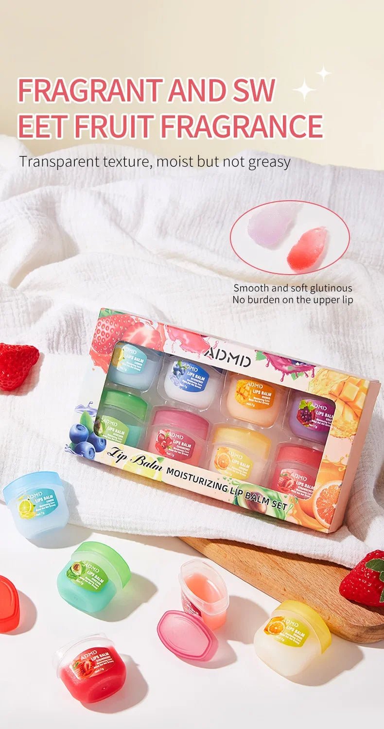 8pcs/box Fruits Lip Balm Sets Moisturizing Lipstick Makeup Base Moisturizer Lip Balm Anti - Cracking Lips Skin Care - Maison Royale Étoile