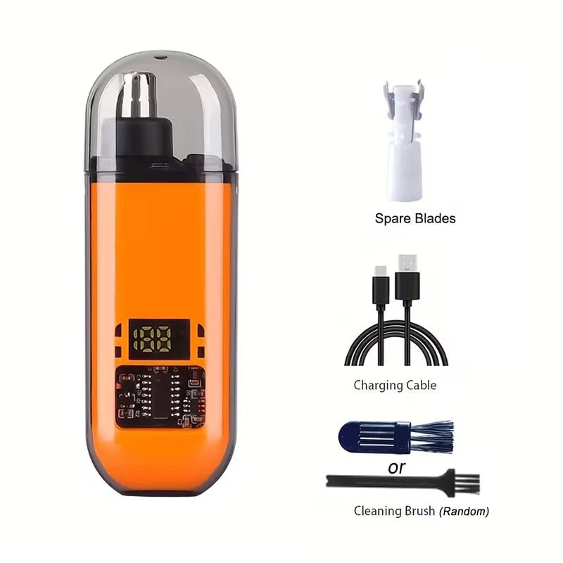 orange - 2 In 1 Electric Portable Ear And Nose Hair Trimmer Clipper 2024 Professional Painless Portable Eyebrow For Men - Maison Royale Étoile