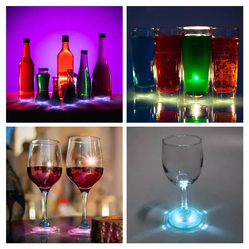 red/10PCS - 10 - 100PCS LED Flash Coaster Lights Battery Powered Luminous Bottle Stickers Wine Cup Mats Lamp Ktv Bar Party Drink Cups Decor - Maison Royale Étoile