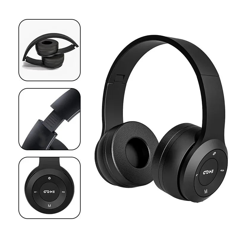 Red - Handsfree Wireless Headphones Noise Canceling Headphone Earphone P47 headset Bluetooth Head Phone for iPhone Huawei Samsung S22 - Maison Royale Étoile