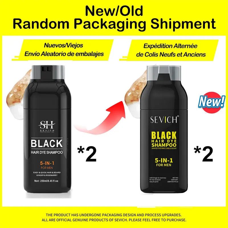 500ml - Sevich Hair Dye Shampoo 5 In 1 For Men Black Hair Dye Shampoo Beard Color Dye Cream To Cover Gray White Hair Darkening Shampoo - Maison Royale Étoile