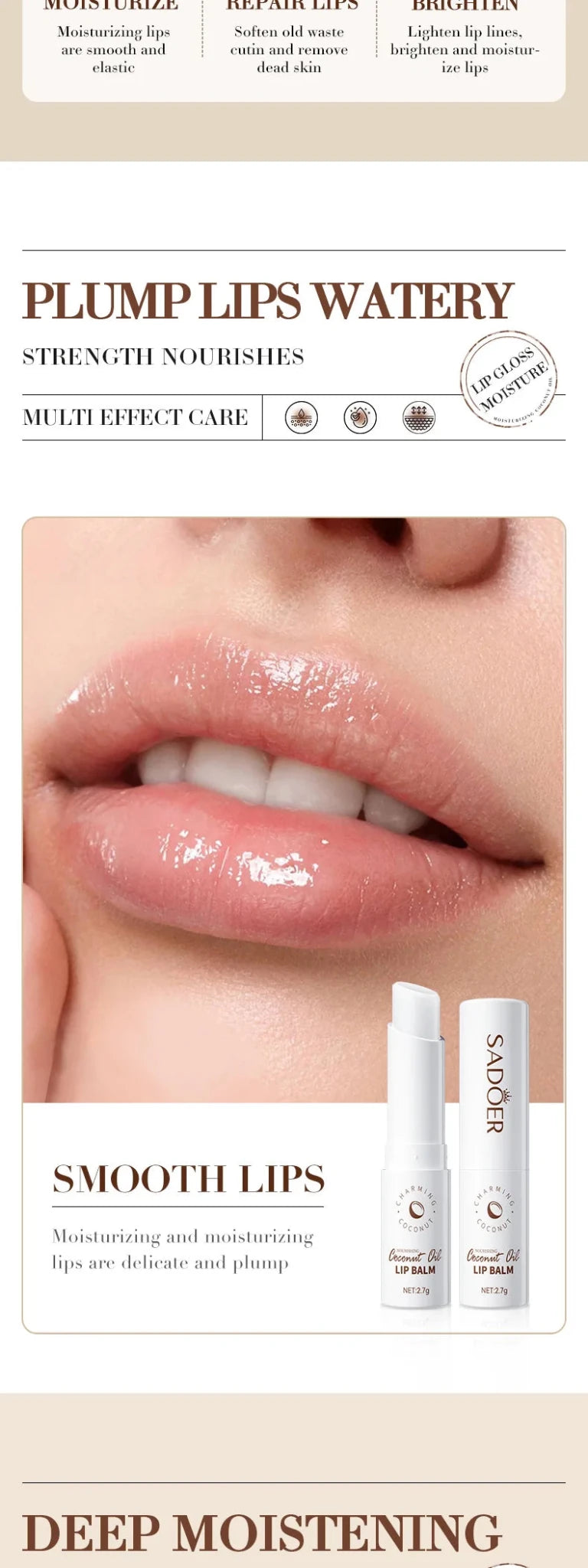 Coconut Lip Balm - Lasting Nourishment and Moisture for Men and Women - Daily Care Lip Balm - Maison Royale Étoile