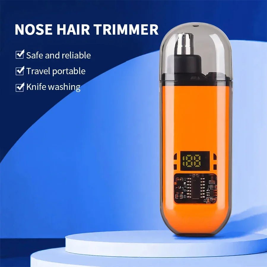 orange - 2 In 1 Electric Portable Ear And Nose Hair Trimmer Clipper 2024 Professional Painless Portable Eyebrow For Men - Maison Royale Étoile
