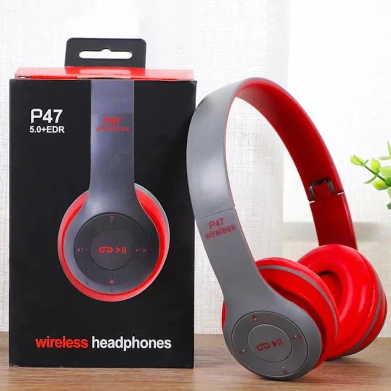 Red - Handsfree Wireless Headphones Noise Canceling Headphone Earphone P47 headset Bluetooth Head Phone for iPhone Huawei Samsung S22 - Maison Royale Étoile